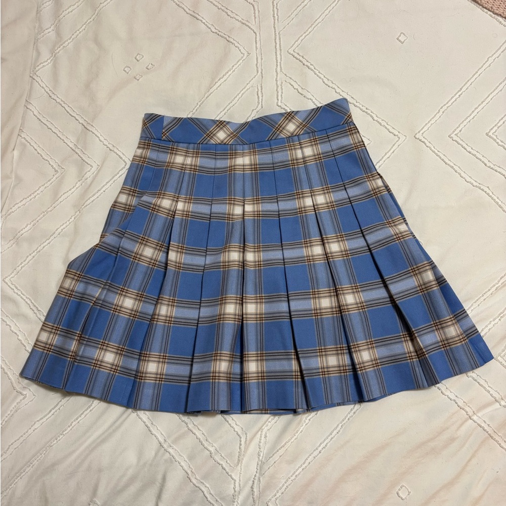 Sunday Best Blue and Brown Plaid A-Line Skirt